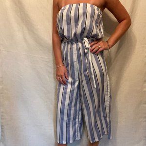 Hint of Blush Strapless Stripped Romper Jumpsuit